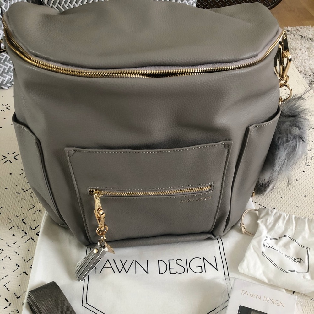 NEW Fawn Design original diaper bag with extras
